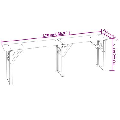 vidaXL Ensemble de tables à bière pliantes 3 pcs bois massif de sapin