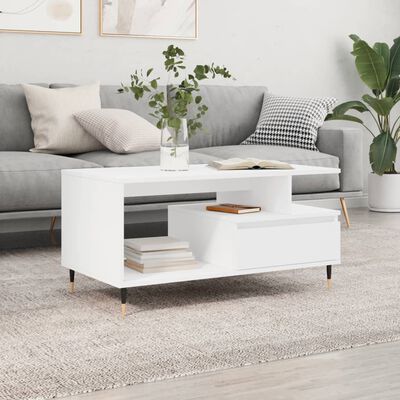 vidaXL Table basse Blanc 90x49x45 cm Bois d'ingénierie