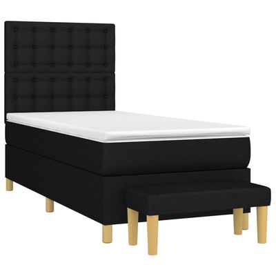 vidaXL Sommier à lattes de lit avec matelas Noir 100x200 cm Tissu