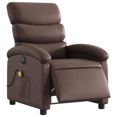 vidaXL Fauteuil de massage inclinable électrique marron similicuir