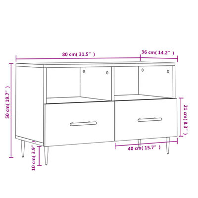 vidaXL Meuble TV Blanc brillant 80x36x50 cm Bois d'ingénierie