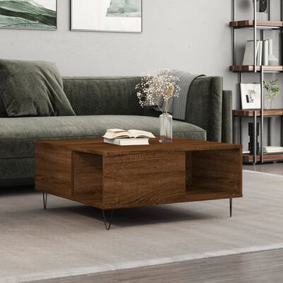 vidaXL Table basse chêne marron 80x80x36,5 cm bois d'ingénierie