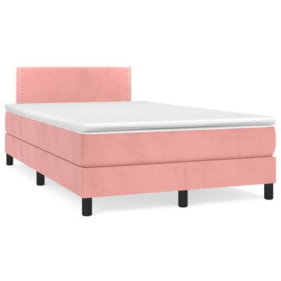 vidaXL Sommier à lattes de lit avec matelas rose 120x190 cm velours