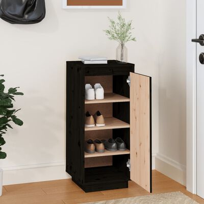 vidaXL Armoire à chaussures Noir 35x35x80 cm Bois de pin massif