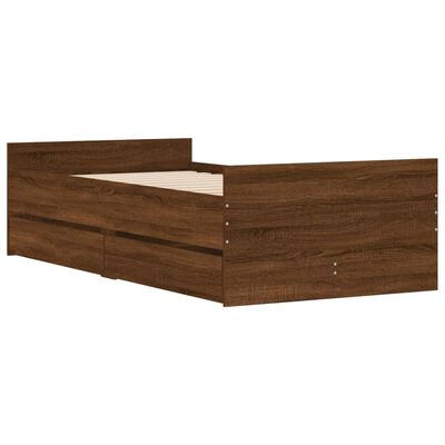 vidaXL Cadre de lit avec tiroirs sans matelas chêne marron 90x200 cm