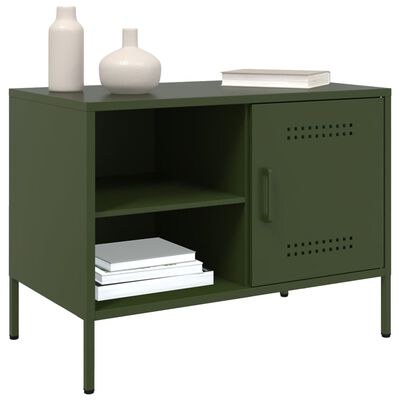 vidaXL Meuble TV vert olive 68x39x50,5 cm acier