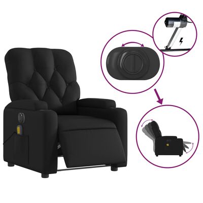 vidaXL Fauteuil de massage inclinable électrique noir similicuir