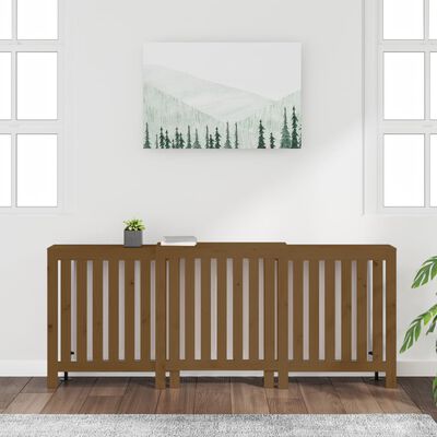 vidaXL Cache-radiateur Marron miel 210x21x85 cm Bois massif de pin