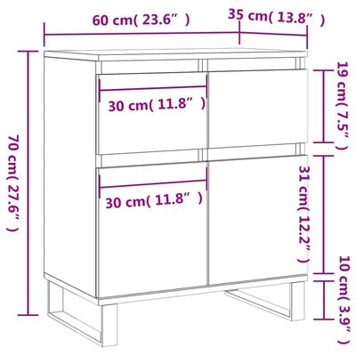 vidaXL Buffet Chêne marron 60x35x70 cm Bois d'ingénierie