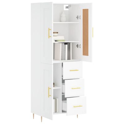 vidaXL Buffet haut Blanc 69,5x34x180 cm Bois d'ingénierie