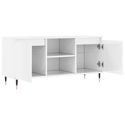 vidaXL Meuble TV blanc brillant 104x35x50 cm bois d'ingénierie