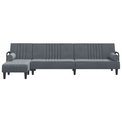 vidaXL Canapé-lit en forme de L gris 260x140x70 cm velours