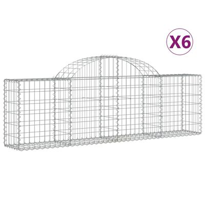 vidaXL Paniers à gabions arqués 6 pcs 200x30x60/80 cm Fer galvanisé