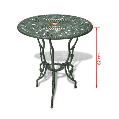 vidaXL Ensemble de bistro 3 pcs Aluminium coulé Vert