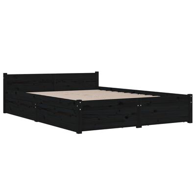 vidaXL Cadre de lit sans matelas avec tiroirs noir 140x190 cm