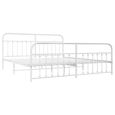 vidaXL Cadre de lit métal sans matelas et pied de lit blanc 200x200 cm