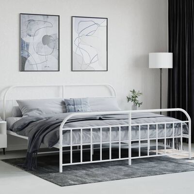 vidaXL Cadre de lit métal sans matelas et pied de lit blanc 200x200 cm