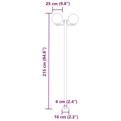 vidaXL Lampadaires d'extérieur 3 pcs argenté 215 cm acier inoxydable