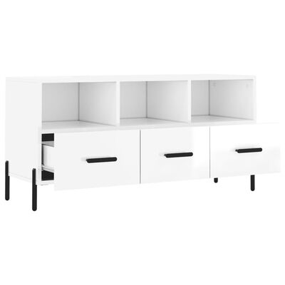 vidaXL Meuble TV Blanc brillant 102x36x50 cm Bois d'ingénierie