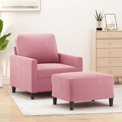 vidaXL Fauteuil avec repose-pied Rose 60 cm Velours