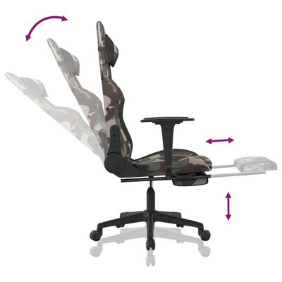 vidaXL Chaise de jeu avec repose-pied Camouflage et noir Tissu