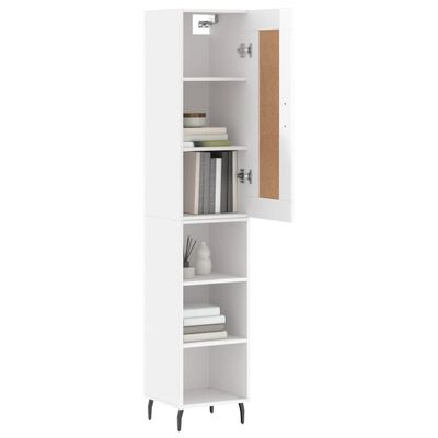 vidaXL Buffet haut Blanc brillant 34,5x34x180 cm Bois d'ingénierie