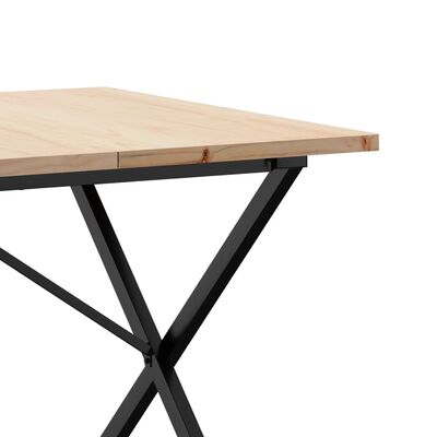 vidaXL Table à manger cadre en X 180x90x75,5 cm bois pin massif acier