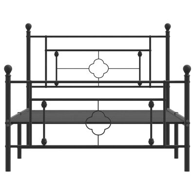 vidaXL Cadre de lit métal sans matelas avec pied de lit noir 107x203cm