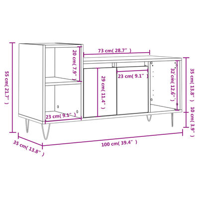 vidaXL Meuble TV Sonoma gris 100x35x55 cm Bois d'ingénierie