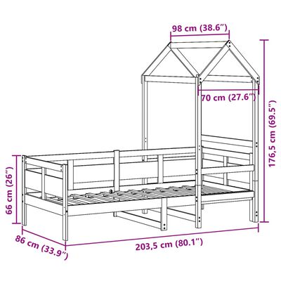 vidaXL Lit de jour avec toit sans matelas 80x200 cm bois massif