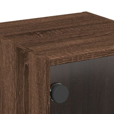 vidaXL Table de chevet avec porte en verre chêne marron 35x37x35 cm