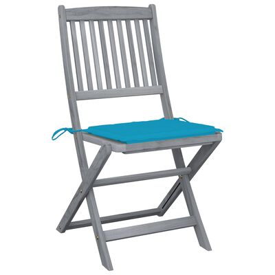 vidaXL Chaises pliables d'extérieur 2 pcs avec coussins Bois d'acacia