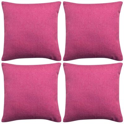 vidaXL Housses de coussin 4 pcs Aspect de lin Rose 80x80 cm