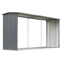 vidaXL Abri de stockage de bois Acier galvanisé 330x92x153 cm Gris