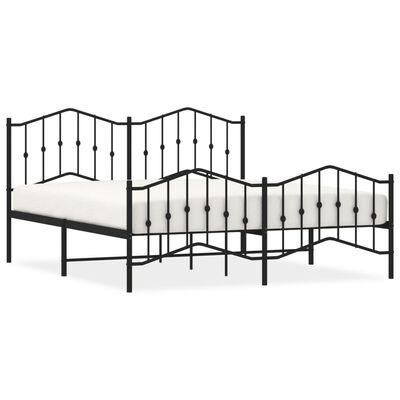 vidaXL Cadre de lit métal sans matelas avec pied de lit noir 183x213cm