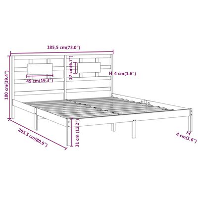 vidaXL Cadre de lit Blanc Bois massif 180x200 cm Super King