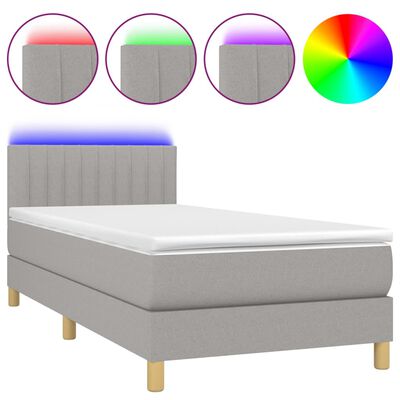 vidaXL Sommier à lattes de lit avec matelas et LED Gris clair 80x200cm