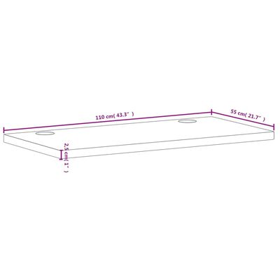 vidaXL Dessus de bureau 110x55x2,5 cm bois massif de hêtre