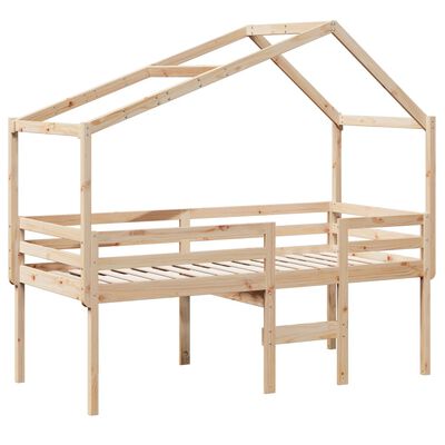 vidaXL Lit haut avec toit 75x190 cm bois de pin massif