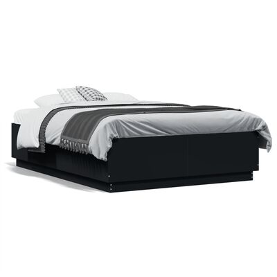 vidaXL Cadre de lit avec LED sans matelas noir 120x190 cm