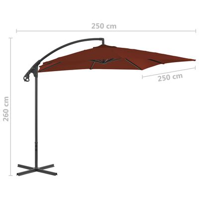 vidaXL Parasol de jardin en porte-à-faux avec mât en acier terre cuite