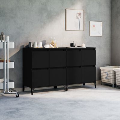 vidaXL Buffets 2 pcs noir 60x35x70 cm bois d'ingénierie