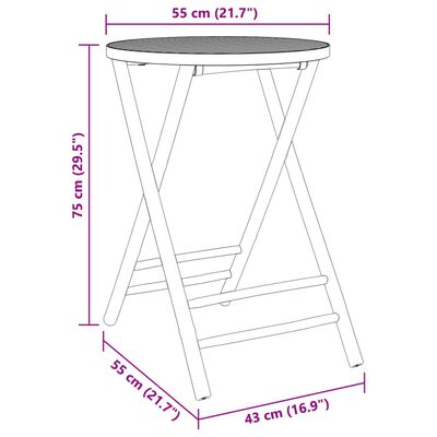 vidaXL Ensemble de bistro 3 pcs bambou