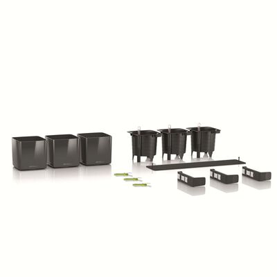 LECHUZA 3 pcs Jardinières Green Wall Home Kit Anthracite brillant