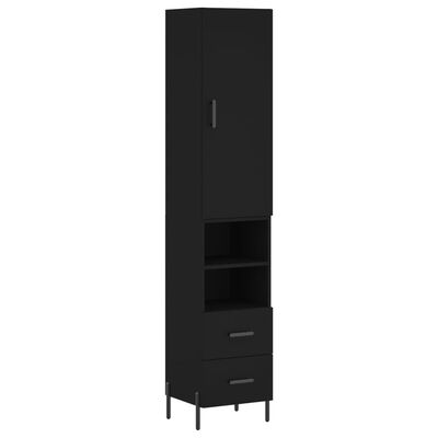 vidaXL Buffet haut Noir 34,5x34x180 cm Bois d'ingénierie