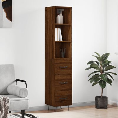 vidaXL Buffet haut Chêne marron 34,5x34x180 cm Bois d'ingénierie