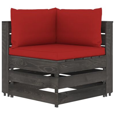 vidaXL Salon de jardin 5 pcs avec coussins Bois imprégné de gris