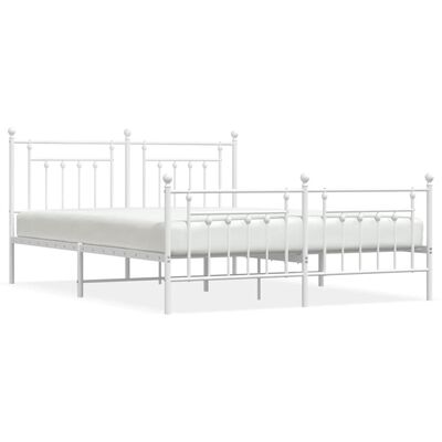 vidaXL Cadre de lit métal sans matelas et pied de lit blanc 183x213 cm