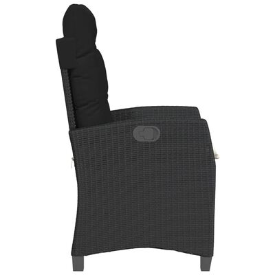 vidaXL Chaises inclinables de jardin lot de 2 et coussins noir rotin