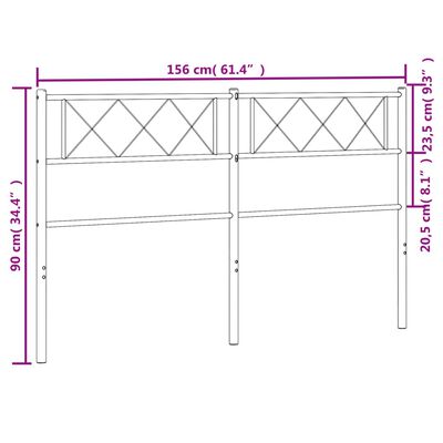 vidaXL Tête de lit métal blanc 150 cm